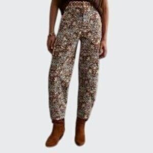 Anthropologie Womens Corduroy Barrel Cotton Blend Paisley Print Size 8